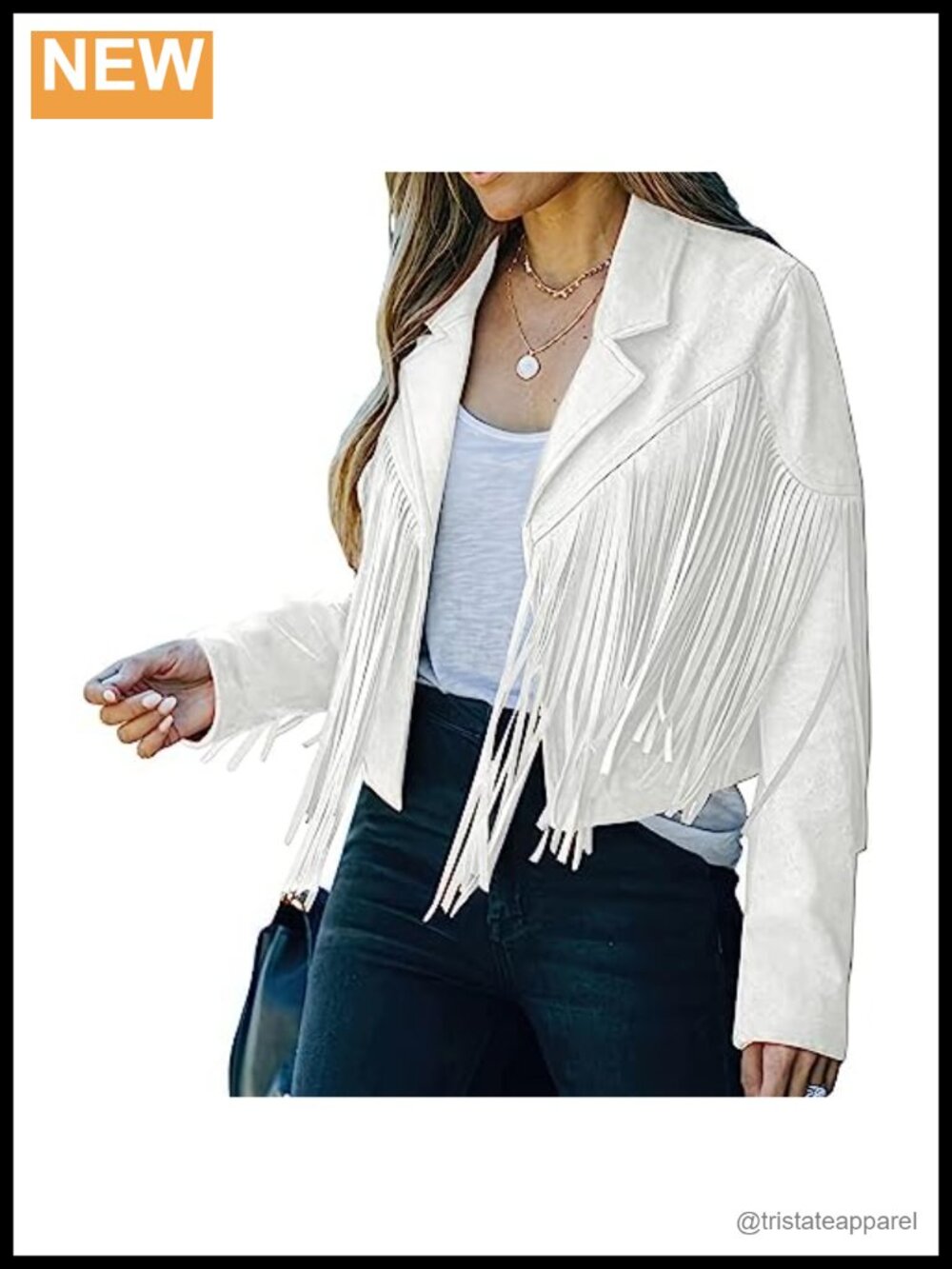 Genuine Suede Fringe Jacket Cropped Western Biker Style Tassels